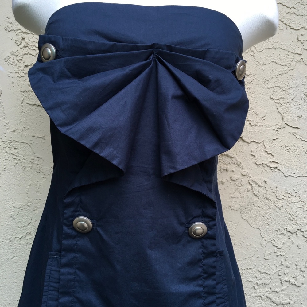 Final Sale Sleeveless Blue Khaki Dress - Picture 3 of 8
